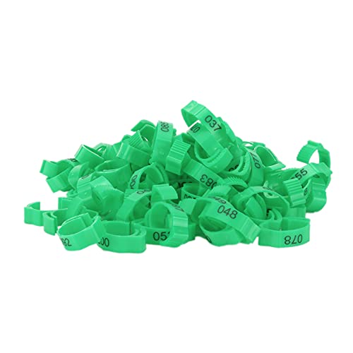 Acouto 100pcs Geflügelfußringe Identifikationsbeinschnalle mit Zahlen für Hühnerdecke Birdelbal (Grün (100 Packungen pro Pack)) von Acouto