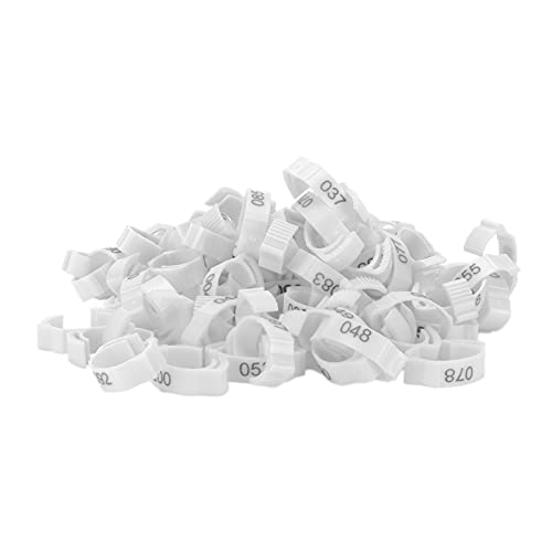 Acouto 100pcs Geflügelfußringe Identifikationsbeinschnalle mit Zahlen für Hühnerdecke Birdelbal (Weiß (100 Packungen pro Pack)) von Acouto