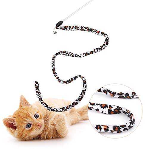 Acouto 1Pc Cat Funny Toy Teaser Stick r Zauberstab Leopard Print Schwanz mit Bell Interactive Wand String String Toy von Acouto