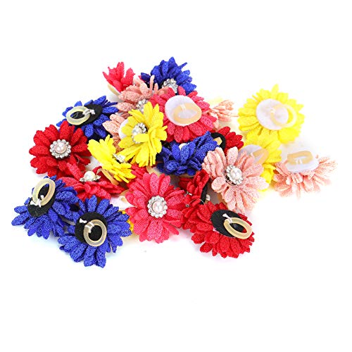 Acouto 25Pcs / Lot Nettes Haustier Hund Katze Haarschleifen Blumen Pflege Bögen mit Gummibändern Niedliches Kleines Hund Haarschleifen Zubehör von Acouto