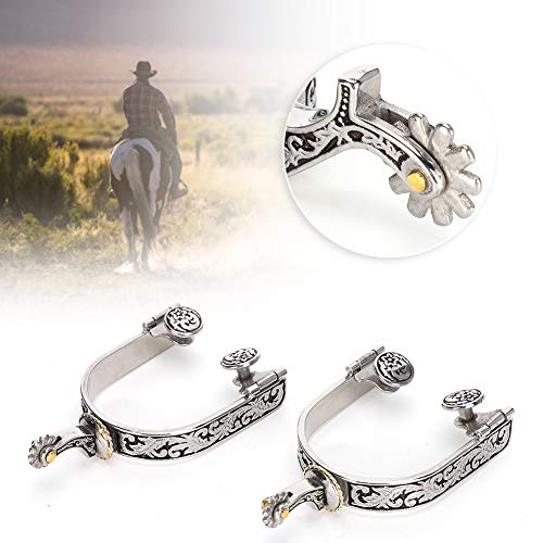 Acouto 2PCS Edelstahl Horse Spurs West Cowboy Exquisite Muster Horse Boot Spurs Dekoration mit Ausrüstung für Reitwettkampf Unterhaltung von Acouto