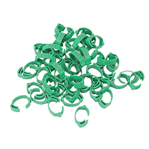 Acouto 50pcs Vogelbeinringe Nummerierte Hühneridentifikationsbänder für Bantam Finch Lovebird Quail Small Geflügelgrün Ringe Huhn die in Bands Col Bird Bein Ringschicken Identifikation von Acouto