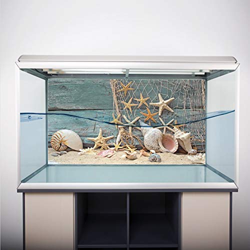 Acouto Aquarium Hintergrund Poster 3D-Effekt PVC Wasserdichter Aufkleber Selbstklebende Muschel Seestern Poster für Aquarium Aquarium Dekoration (122 * 46cm) von Acouto