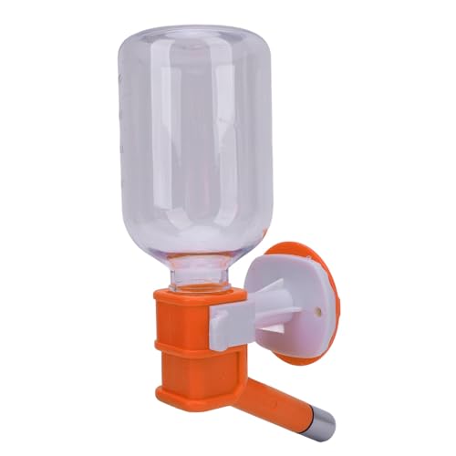 Acouto Edelstahlkugellager Käfig Wasserflasche für Hunde Katzen Meerschweinchen Kleine Tiere mit Hängenden Design 300 Ml Kapazität (ORANGE) von Acouto