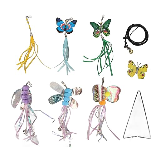 Acouto Hängendes Katzenspielzeug, Verstellbares Elastisches Seil, Glocke, Interaktives Selbstspielendes Katzenspielzeug für Türrahmen, Schrank, 6-teiliges Set für Verspielte Katzen Acouto Hängendes Katzenspielzeug, Verstellbares Elastisches Seil, Glocke, Interaktives Selbstspielendes Katzenspielzeug für Türrahmen, Schrank, 6-teiliges Set für Verspielte Katzen von Acouto
