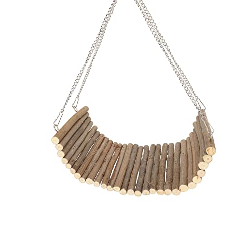 Acouto Hamster Hölzerne Schwung Großer Raum Spielt Hamster Swing Ham mit Hängenden Kette für Papageien 15x30 cm/5,9x11.8in (15 * 35 cm) von Acouto