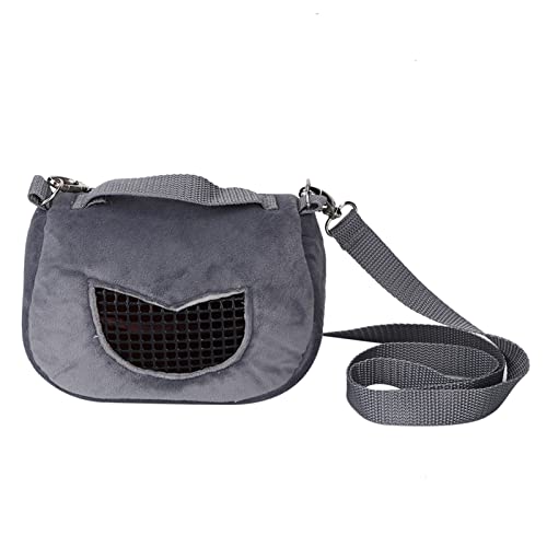 Acouto Haustier Tragbarer Hamsterträgerbeutel Atmungsaktiv für Kleine Haustiere Graue Flanelliette Ausgehender Tasche für Meerschweinchen -Chinchilla mit Schultergurt Zum Reisen (Große Größe: 43 x von Acouto