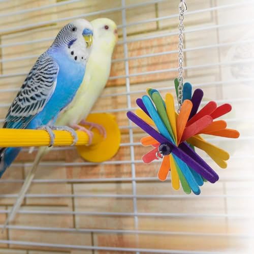 Acouto Haustier Vogelspielzeug Interaktiver Holzfest Mitkauen Zähne -Mahlstab -Spielen Bestehen Viele Sticks Rotati Pet Toypet Vogelspielzeugspitze Toysinteraktives Kauspielzeug für von Acouto