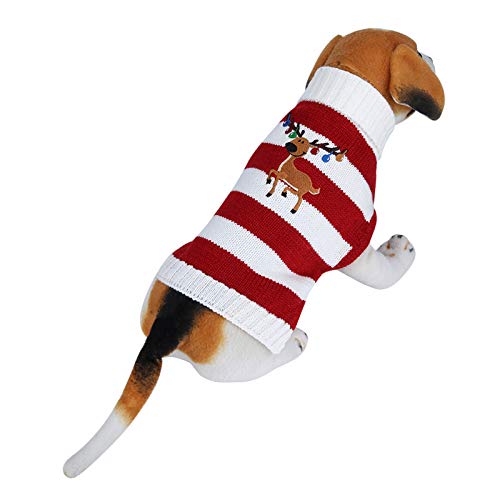 Acouto Haustier Weihnachtskleidung Kostüm, Hund Pullover Nette Schneeflocken Weihnachtskleidung Warme Katze Hund Wintermantel (S) von Acouto