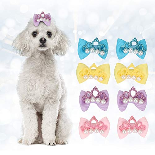 Acouto Haustierkronhaarbögen Stilvoll 20pcs Hundehaarzubehör für Maltesische Yorkshire Welpen Zufällige Farbe Polyester von Acouto