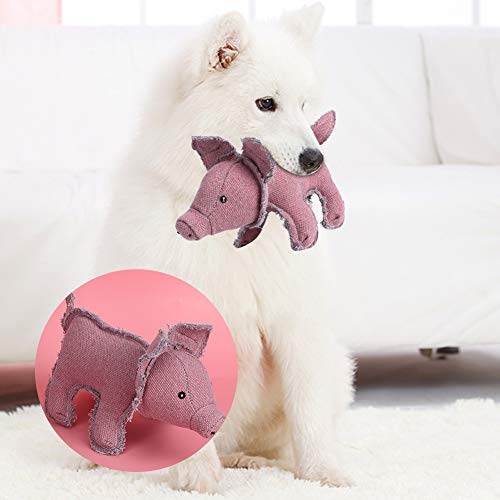 Acouto Hundekauspielzeug, Hundezahnreinigungsspielzeug, Hundespielzeug in Roter Schweineform mit Gefüllter Baumwolle, Interaktives Haustierspielzeug (Leinwandschwein) von Acouto