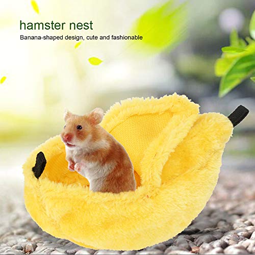 Acouto Nettes Bananenstil Haustier Swing Hamster House, Weiches Plüschmaterial, Kleiner Größe, für Hamsterliebhaber, Gelb/Grün (Yellow) von Acouto