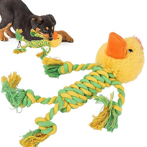 Acouto Pet Dog Cartoon Tierspielzeug Spaö Interaktive Plüsch Baumwolle Seil Zöhne Reinigung Anti-Biss Zöhne Schleifen Molar Pet Toy (Ente) von Acouto