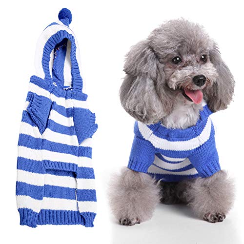 Acouto Pet Dog Kleidung Strickwaren Dog Sweater Warme Atmungsaktive Gestreifte Rollkragenpullover Pet Dog für Dog Cat Shirt Winter (S) von Acouto