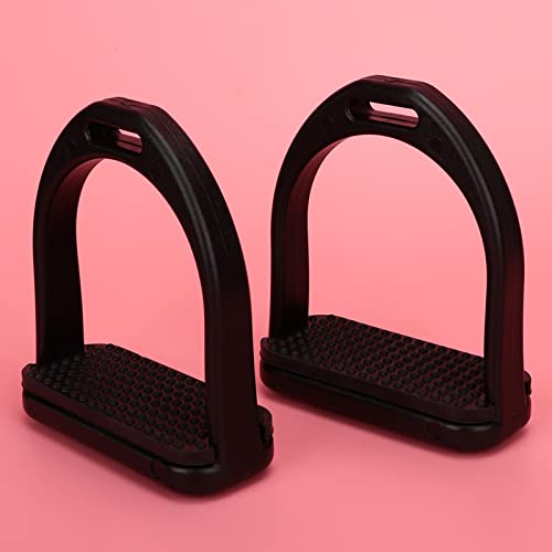 Acouto Steigbügel Pferdebügel Hochfeste Kunststoffbügel Mit Schwarzer Rutschfester Gummiauflage Zubehör für Pferdewerkzeuge 2-TLG (S (12 cm)) von Acouto