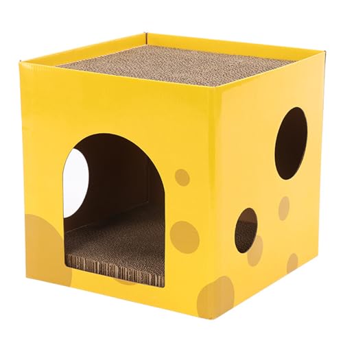 Acouto Pfotengesitz-Käseform Katze Kratzhause Langlebige Pappkatze Kratzer Hütte Zum Ruhestieren, 30 X 30 cm von Acouto