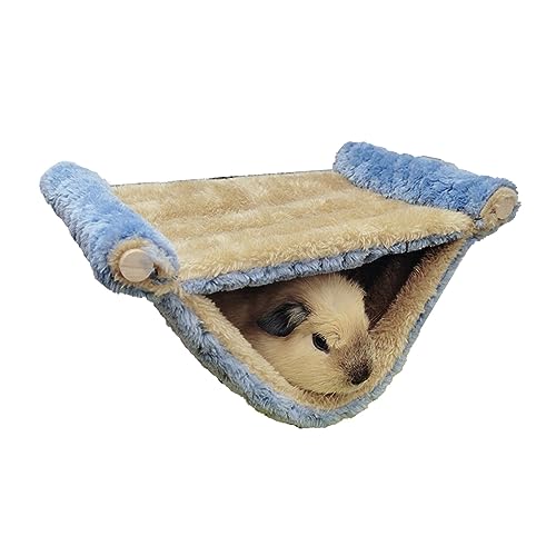 Acouto Premium-Flanell-Doppelschicht-Hängematte für Kleine Haustierkäfige, Warmes und Gemütliches Hängebett für Hamster, Geeignet für Alle Größen (Blue) von Acouto