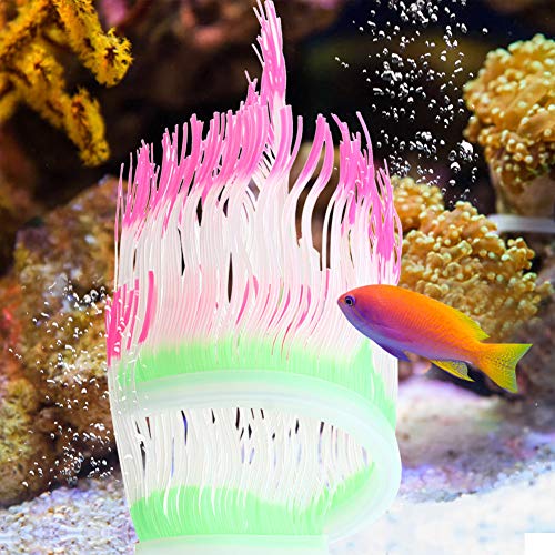 Acouto Realistische Gefölschte Pflanze Aquarium Aquarium Künstliche Silikon Koralle Meer Anemone Wasser Pflanze Landschaft Ornament Dekoration Zubehör (Rosa) von Acouto