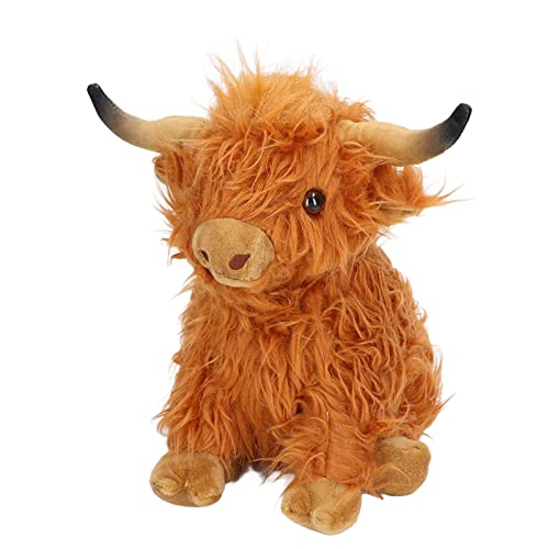 Acouto Simulation Highland Cow P Spielzeug Lebensechte Süße Weich Gefüllte Tierpuppe für Geschenke Dekoration 9,1in Tag, Halloween usw. Simulation Highland Cow P Toyscottish Rinder von Acouto