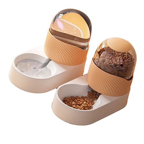 Acouto Smart Automatic Pet Feeder Waterer Set für Hundepuppen 2000ml für Problemlose Fütterung (Weiß-Orange) von Acouto