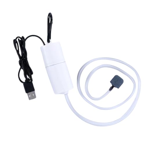 Acouto Stille Mini -USB -Sauerstoffpumpe für eine Effiziente Sauerstoffversorgung Im Fischtank, Tragbare Aquariumluftpumpe für das Fischen von Zuhause und Außenbereich, ABS Material (White) von Acouto