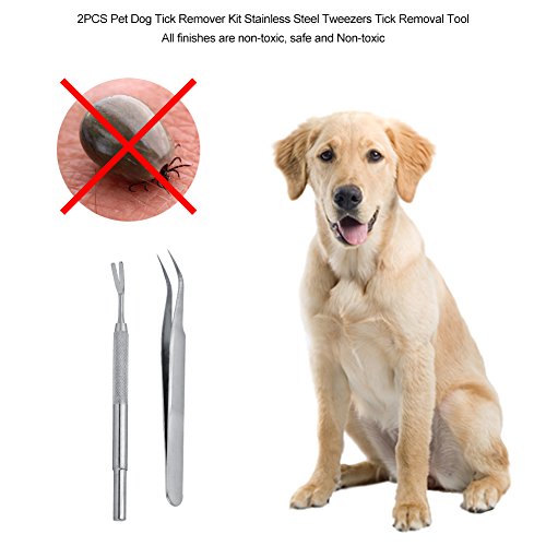 Acouto Tickentfernover Edelstahl Haustierhund Entfernung Werkzeug Kit Sicher und Langlebig für Hundepflege 2pcs von Acouto