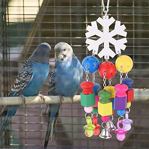 Acouto Vogelspielzeug, Holzpapagei Kauspielzeug Papageienkäfig Beißen Spielzeug Weihnachten Schneeflocke Anhänger Hängendes Schaukelblock Spielzeug von Acouto