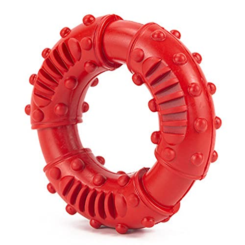 Acouto Zähneputzspielzeug für Haustier, Hundezähneschleifkreis, Gummi -Donut -Biss -Proof -Anti -Schlupf -Kreisform mit Spezifikationen für Mittelgroße und Große Hunde (Rot) von Acouto