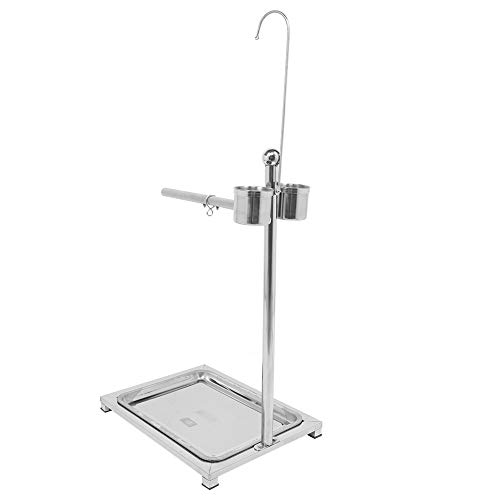 Bird Standing Frame Edelstahl Papageien Trainingsrute Mit Zwei Futternapf (Groö (44 * 33 * 60 cm)) von Acouto