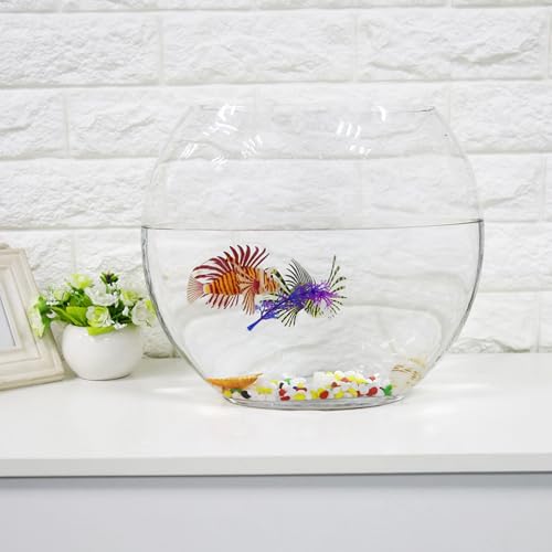 Bunte Leuchtende Löwenfisch-Aquariumdekoration Künstlicher Fischtank Ornament Umweltfreundlich Silikon Material Blau/Rot/Schwarz/Lila (Rot) von Acouto