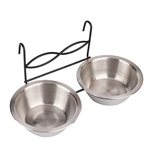 Höngende Hundenöpfe für Hunde & Katzen-Köfig, Edelstahl Dual Water Bowl Feeder Gerichte von Acouto