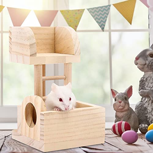 Hamster-Kauspielzeug, Holzhaus, Hamsterplattform, Aussichtsturm, Spielzeug zum Klettern, Hängeversteck, Spielzeug, Hamsterkäfig-Zubehör (Hamster-Lookout) von Acouto