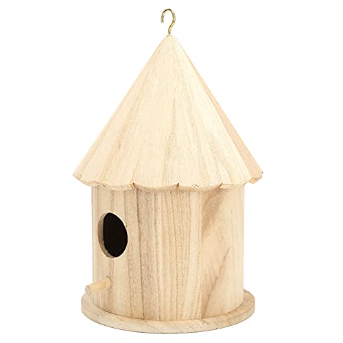 Handgefertigtes Rundes Vogelhaus aus Holz, Langlebiger Unterschlupf für Kleine Vögel, Gartendekoration Im DIY-Stil von Acouto