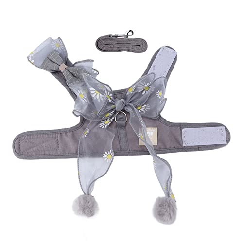 Katze Harn UND LE Set Atmable Fairy Bowknot Weste Katze Seil Zum Gehen Im Freien Im Freien Outdoory Gray S Outdoory Gray S Cat Walking RopeBowknot Weste Ropecat LEASHCAT Harn UND LE (L) von Acouto