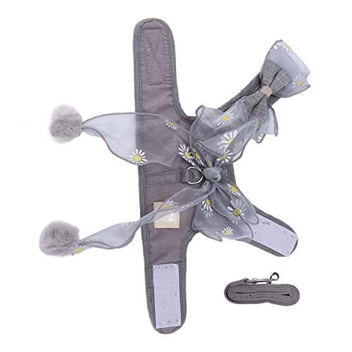 Katze Harn UND LE Set Atmable Fairy Bowknot Weste Katze Seil Zum Gehen Im Freien Im Freien Outdoory Gray S Outdoory Gray S Cat Walking RopeBowknot Weste Ropecat LEASHCAT Harn UND LE (M) von Acouto