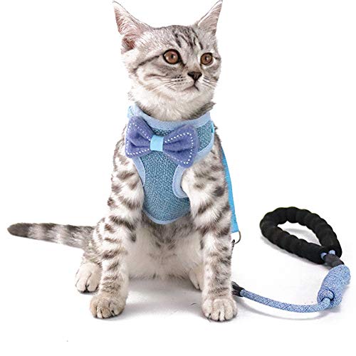 Katzengeschirr Hund Katze Geschirr Atmungsaktive Schlaufenweste Mit Halsband Für Wandern Im Freien von Acouto