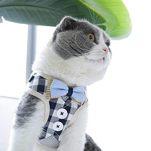 Katzengeschirr Und Leine Zum Gehen, Fluchcheres Katzengeschirr Mit Metallschnalle Atmungsaktive Katzenweste Haustier-Sicherheitsjacke (L) von Acouto