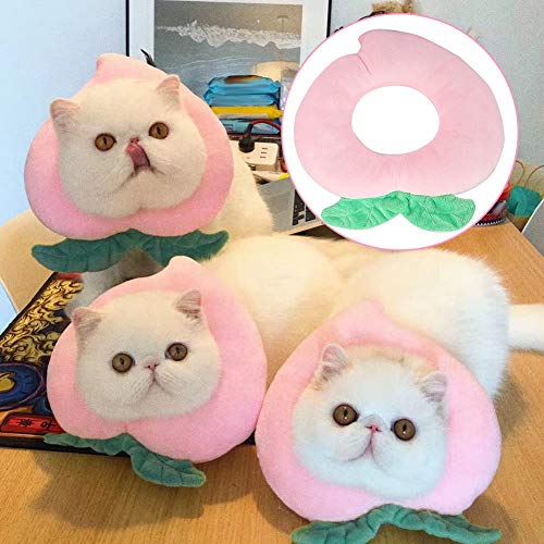 Katzenschutzhalsband Polyester Schwamm Frucht Pfirsich Haustier Anti-Biss Lecken Kragen Hals Wiederherstellung Wunde Elizabeth Ring für Katzen (L) von Acouto