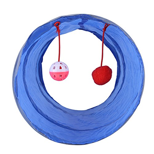 Katzentunnel Spielzeug Kötzchen Spielen Rohr Haustier Spielzeug Mit Tinkle Bell & Plüsch Ball Katzentunnel für Indoor-Katze (Blau) von Acouto