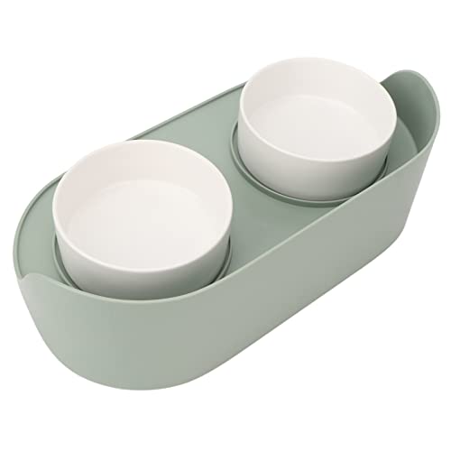 Keramik Katze Erhöhte Schalen S Halswirbelsäule Doppelte Lebensmittel Erhöhte Schalen füR Katzenversorgungen Grüne R -Katze -Lieferungen Grün ohne Keramik Schüsseln (Green) von Acouto