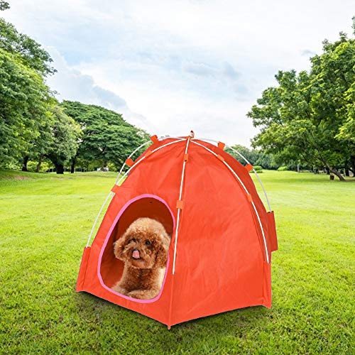 Ochse Stoff Tragbares Haustier Zelthaus für Mittelgroße und Sm Hund Catrose Rot (ORANGE) von Acouto
