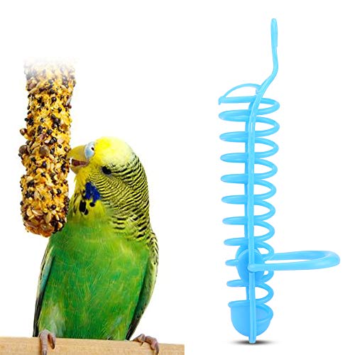 Papageien-Futterstation, Multifunktionaler Papageien-Futterkorb, Kunststoff-Lebensmittel- und Obstfütterungsstange, Stönderhalter für Haustier-Vogelbedarf (Blau) von Acouto