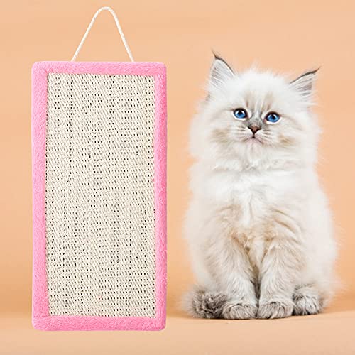 Sisal Hanging Cat Kitten Scratch Pad Catnip Kratzer Klauenscheibe Haustier Spielzeug Accessoire Blue Cat Wellblattkatze Katze Kratzer Utkrallen Erlaubt Made Erzeugt (PINK) von Acouto