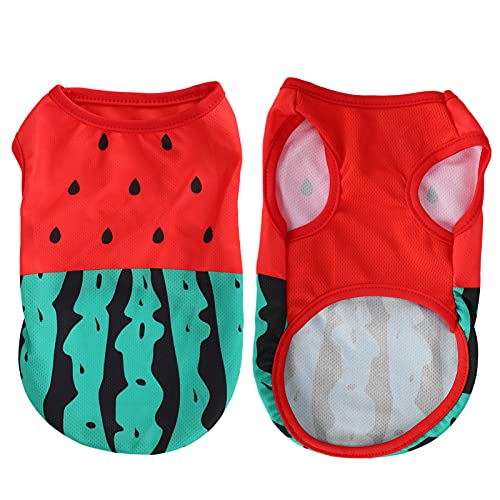 Summer Pet Wassermelonen-Kleidung, Hundeweste, nicht klebend, leicht, ärmellos, aus Baumwolle, cool mit Wassermelonen-Design, Bambus, Freizeitbekleidung (XS) von Acouto