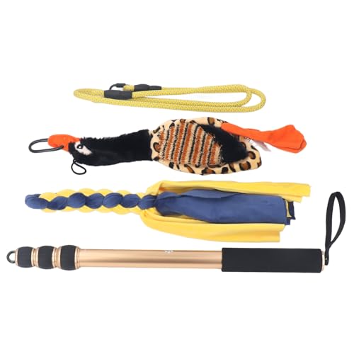 Teleskop-Hunde-Teaser-Stick für Trainingswerkzeug und Spaß Interaktion, Material für das Trainieren von Haustieren. Ideal für kleine und große Hunde, Goldene Farbe von Acouto