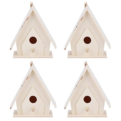 Vogelhaus, 4-teiliges Mini-Vogelhaus Zum Aufhöngen aus Holz, Nester, Köfig, Ornament, Basteln für die Dekoration des Gartenhofs von Acouto