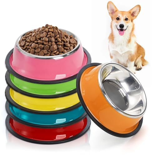 Acshio 6 Stück Edelstahl-Hundenapf, 170 ml, wiederverwendbare Futter- und Wassernäpfe mit Gummiboden, stapelbare Futternäpfe für Welpen, Katzen, Hundeschüssel für Trocken- und Nassfutter, 6 Farben Acshio 6 Stück Edelstahl-Hundenapf, 170 ml, wiederverwendbare Futter- und Wassernäpfe mit Gummiboden, stapelbare Futternäpfe für Welpen, Katzen, Hundeschüssel für Trocken- und Nassfutter, 6 Farben von Acshio