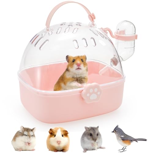 Acshio Hamster-Tragetasche, tragbarer Kleintier-Tragekäfig mit Wasserflasche, Meerschweinchen-Outgoing Cage Hamster Reise-Tragetasche für kleine Haustiere, Rennmäuse, Chinchillas, Zwerghamster, Rosa Acshio Hamster-Tragetasche, tragbarer Kleintier-Tragekäfig mit Wasserflasche, Meerschweinchen-Outgoing Cage Hamster Reise-Tragetasche für kleine Haustiere, Rennmäuse, Chinchillas, Zwerghamster, Rosa von Acshio