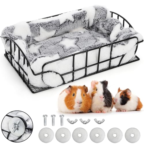 Acshio Rattenkäfig-Plattform, Metallkorb, Rattenhängematte mit Matte, hängend, kaufest, Eichhörnchenkäfig, Bettplattform, Zubehör, Kleintier-Lebensraum für Hamster, Igel, Chinchilla-Schwein, Schwarz von Acshio