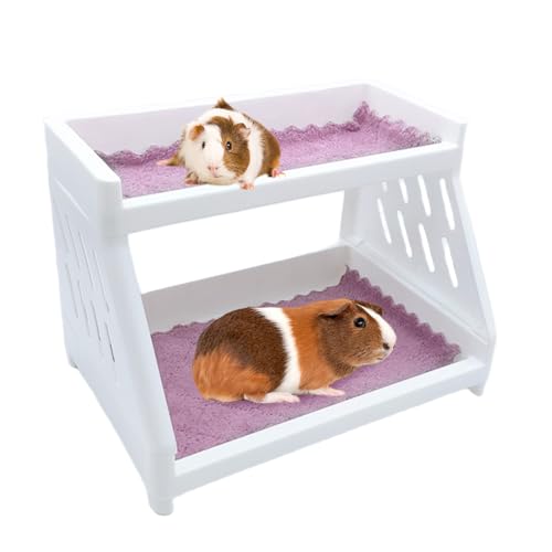 Acsist Meerschweinchen-Etagenbett, Chinchillas Doppelschichtiges Bett mit 2 Matten Eckversteck Kleintierbettwäsche Spielzeug Käfig Zubehör für Hamster Igel Zuckergleiter von Acsist